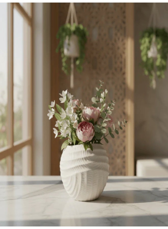 AKDC Premium Modern Ceramic Decorative Vase – Elegant White Unique Sculptural Design, 17 × 12 cm - Image 3